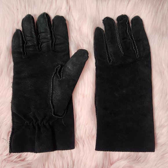 Isotoner Thinsulate Black Genuine Leather Suede Gloves Mittens Medium - Picture 1 of 4